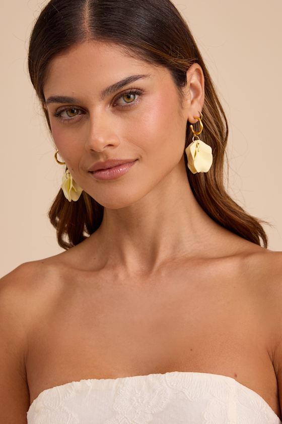 Hypatia Cream Petal Statement Earrings 1