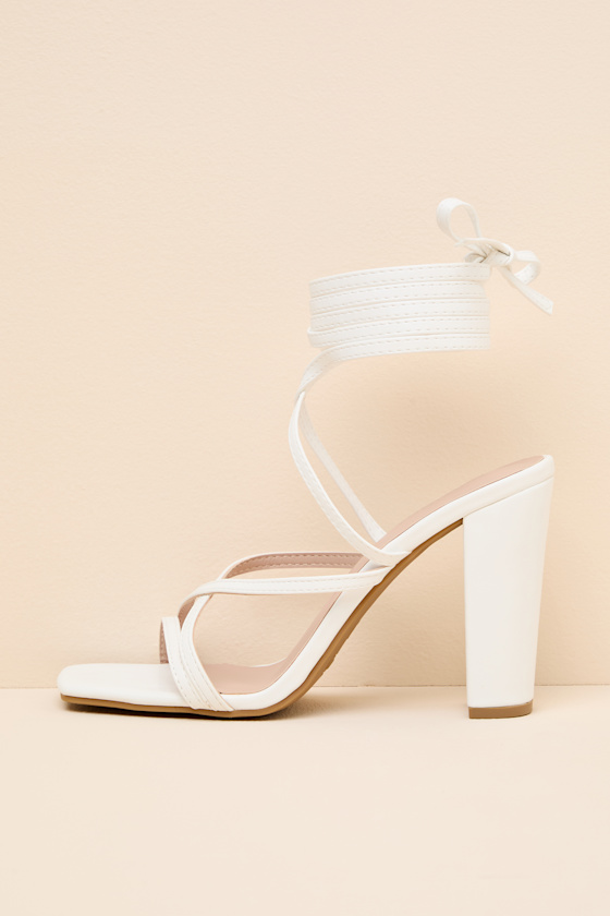 Indigo White Lace-Up High Heel Sandals - thumbnail 2