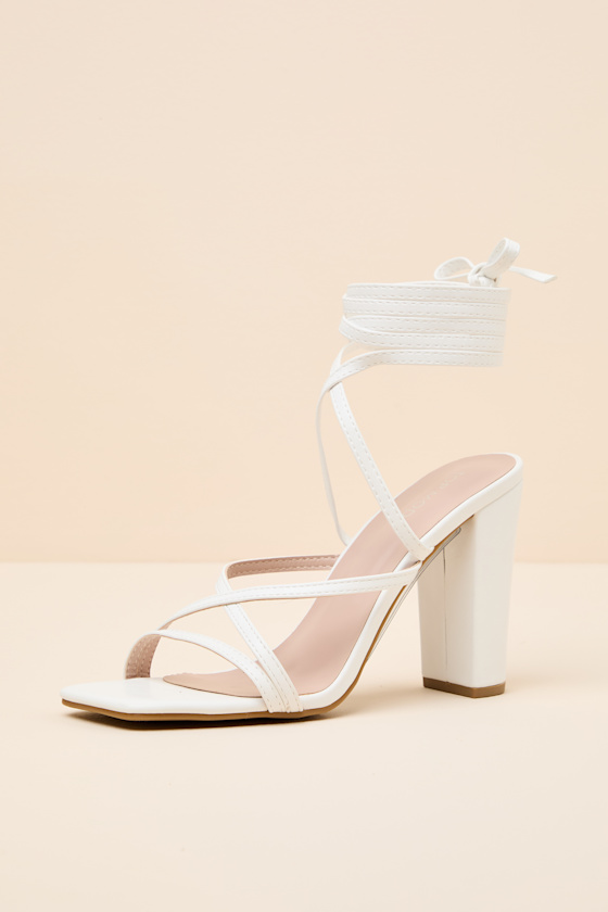 Indigo White Lace-Up High Heel Sandals - thumbnail 5