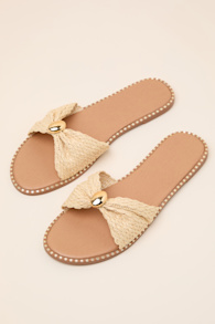 Robby Beige Raffia Slide Sandals 1