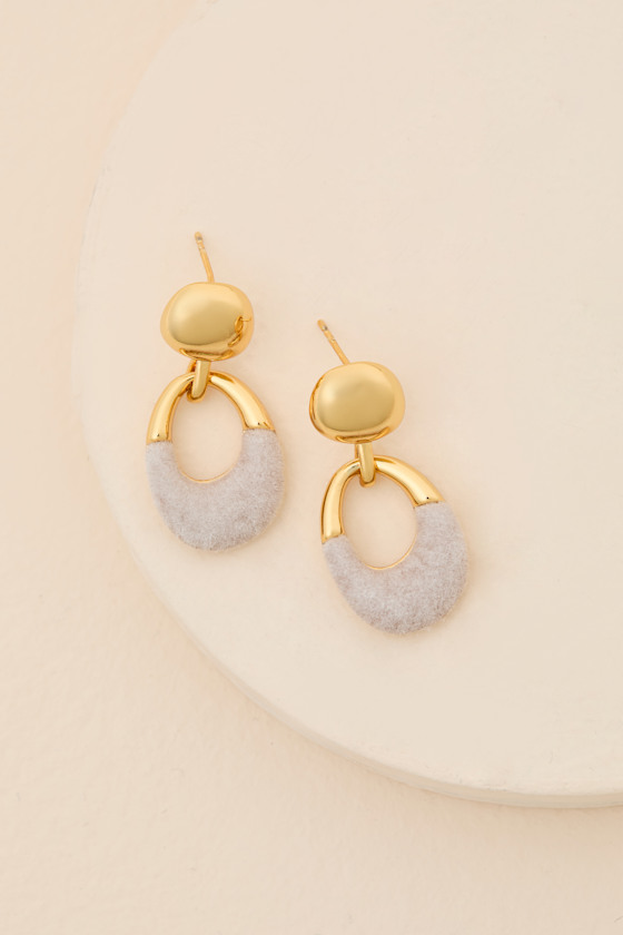 Welles Gold Stone Drop Earrings - thumbnail 4