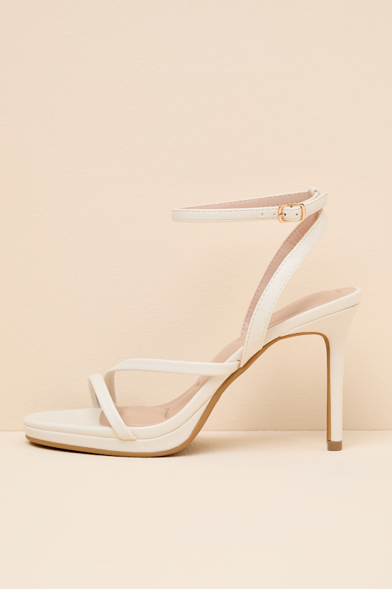 Carmine Ivory Platform Ankle Strap High Heel Sandals 1