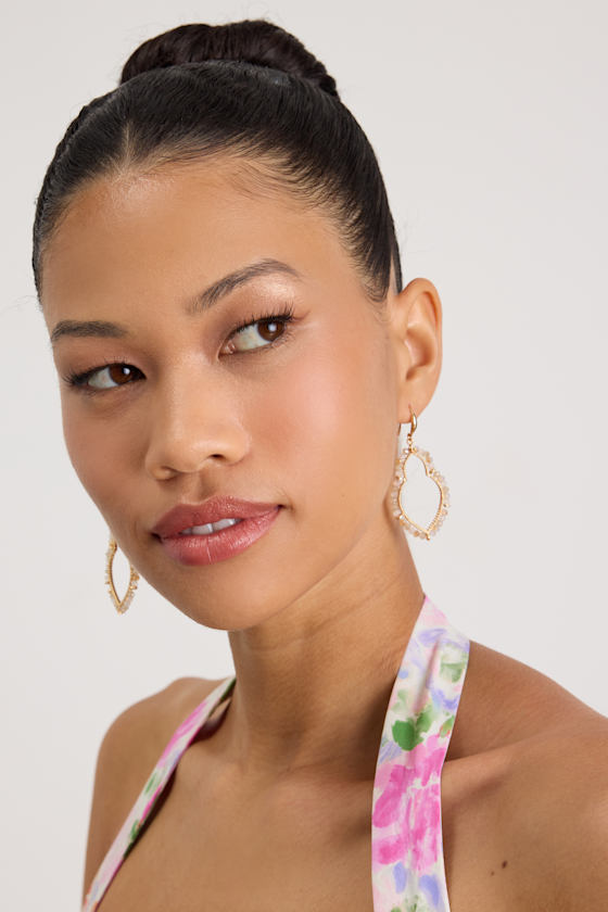 Nevett Gold Beaded Statement Earrings - thumbnail 3