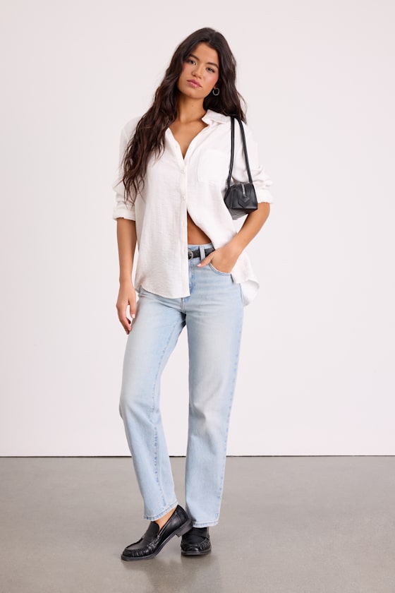 Easy Dad Light Wash High-Rise Jeans 1