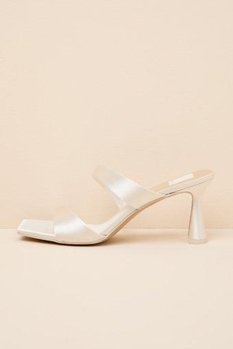 Icelyn Off White Satin High Heel Slide Sandals 1