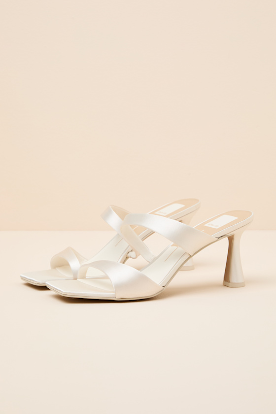 Icelyn Off White Satin High Heel Slide Sandals - thumbnail 3
