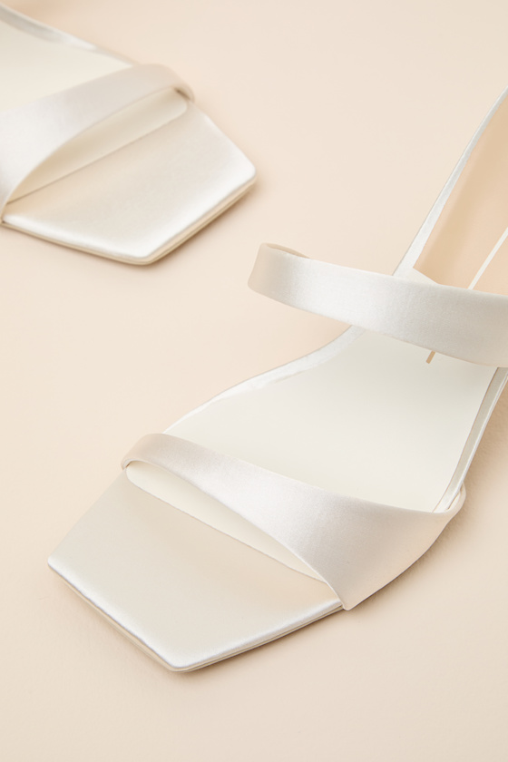Icelyn Off White Satin High Heel Slide Sandals - thumbnail 4