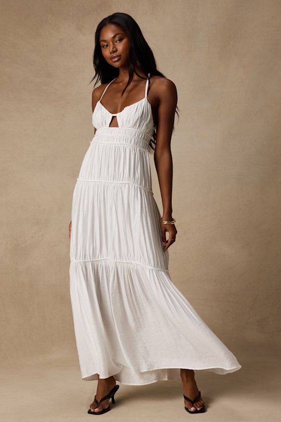 Devaney White Tie-Back Maxi Dress 1