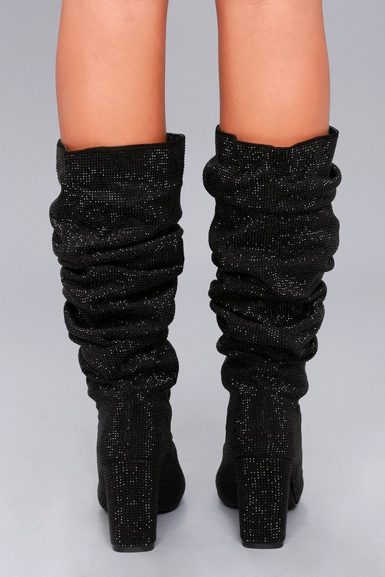 Black Rhinestone Boots - Black Boots - High Heel Boots - Lulus