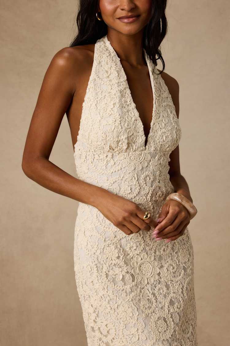 lulus crochet maxi dress Lulus | Cream Multi Crochet Backless Maxi Dress | Womens | X-Large