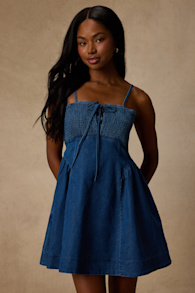 Laylie Medium Wash Smocked Mini Dress 2