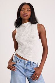 Kye White Crochet Lace Asymmetrical Tank Top 1