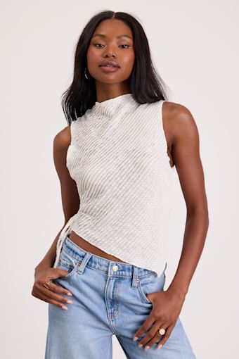 Kye White Crochet Lace Asymmetrical Tank Top 1
