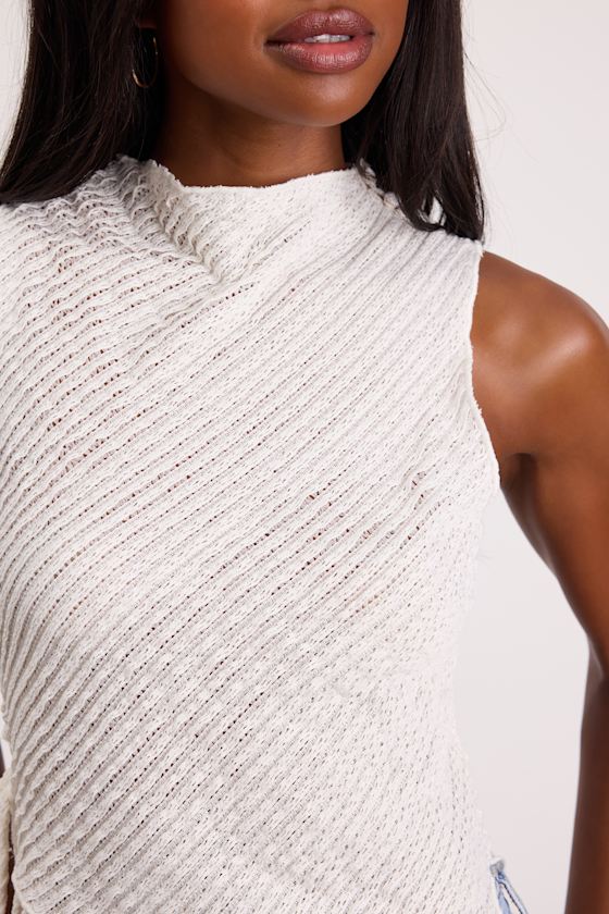 White Tank Top - Crochet Lace Top - Asymmetrical Tank Top - Lulus