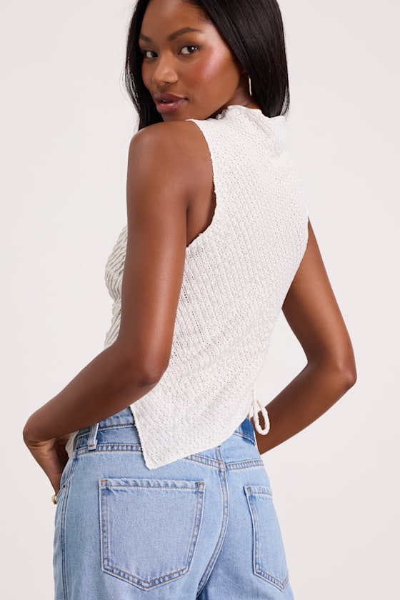 White Tank Top - Crochet Lace Top - Asymmetrical Tank Top - Lulus
