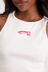 Going Swimmingly White Beaded Graphic Tank Top 1