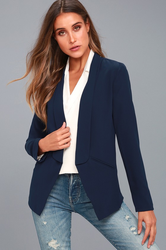 navy blue blazer outfit female