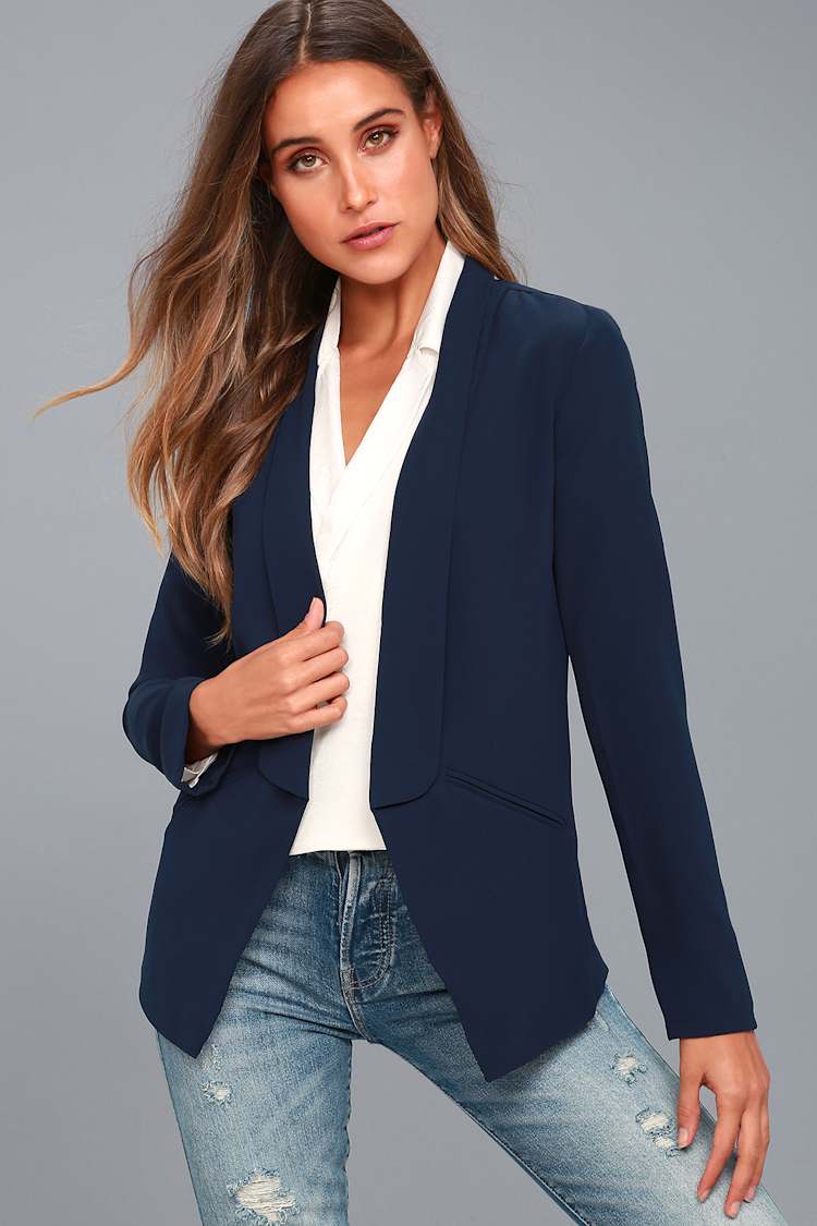 Ladies Navy Fitted Blazer vlr.eng.br