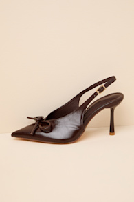Avina Brown Pointed-Toe Slingback Pumps 1