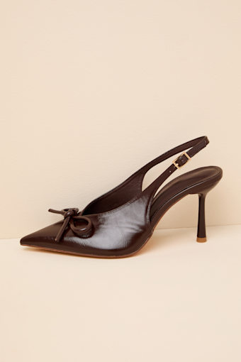 Avina Brown Pointed-Toe Slingback Pumps 1