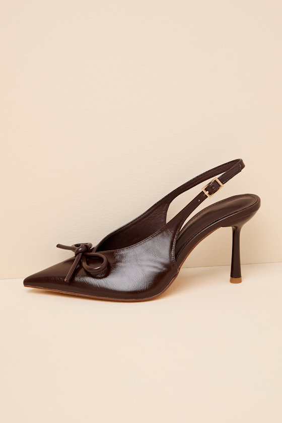 Avina Brown Pointed-Toe Slingback Pumps 1