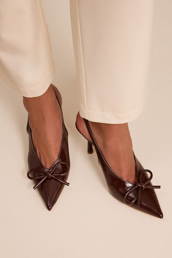 Avina Brown Pointed-Toe Slingback Pumps - thumbnail 3