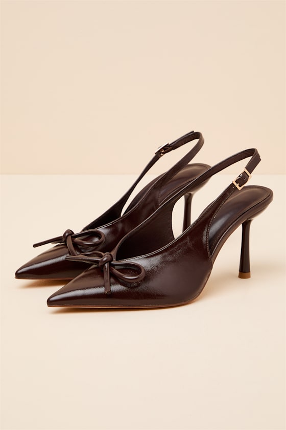 Avina Brown Pointed-Toe Slingback Pumps 2