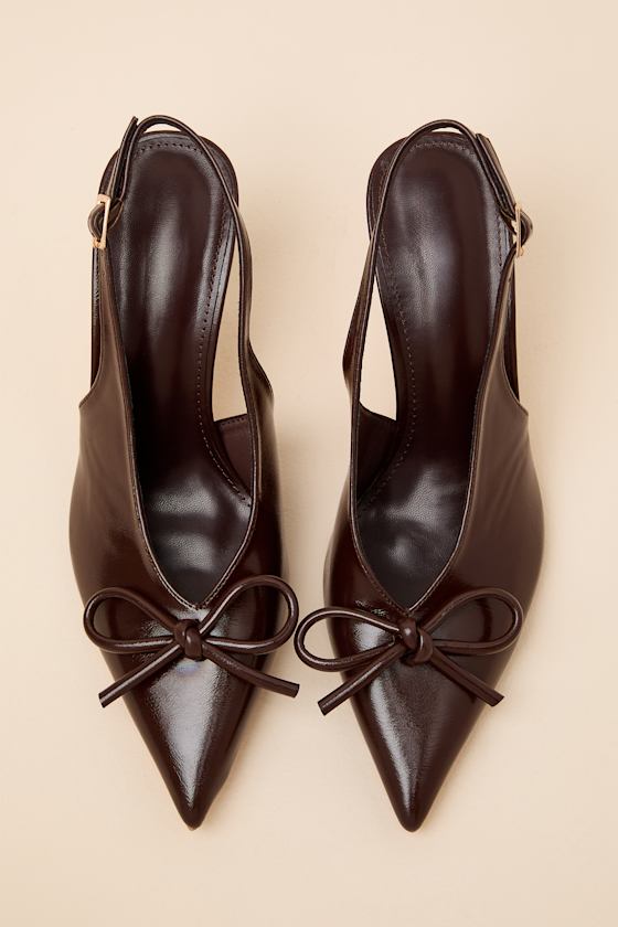 Avina Brown Pointed-Toe Slingback Pumps - thumbnail 5
