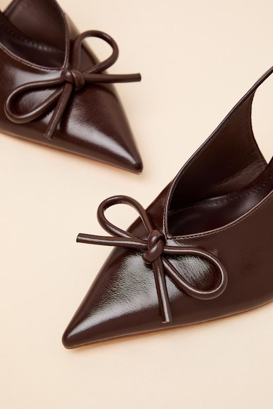 Avina Brown Pointed-Toe Slingback Pumps 7