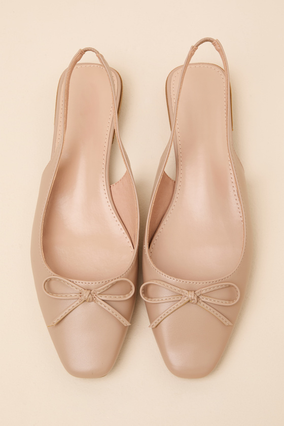 Camisa Beige Slingback Low Heel Pumps - thumbnail 5