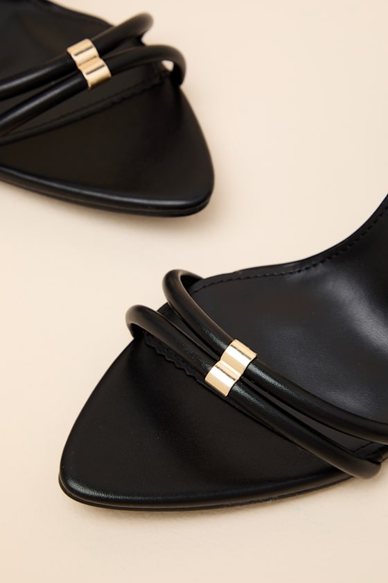 Baila Black Ankle Strap High Heel Sandals - thumbnail 5