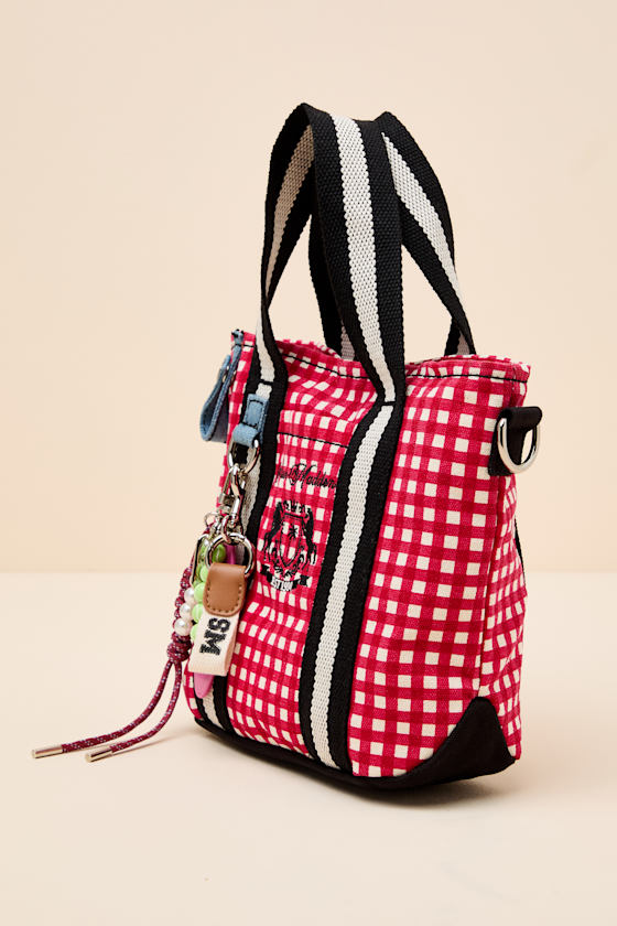 College Red Gingham Mini Tote Bag - thumbnail 4
