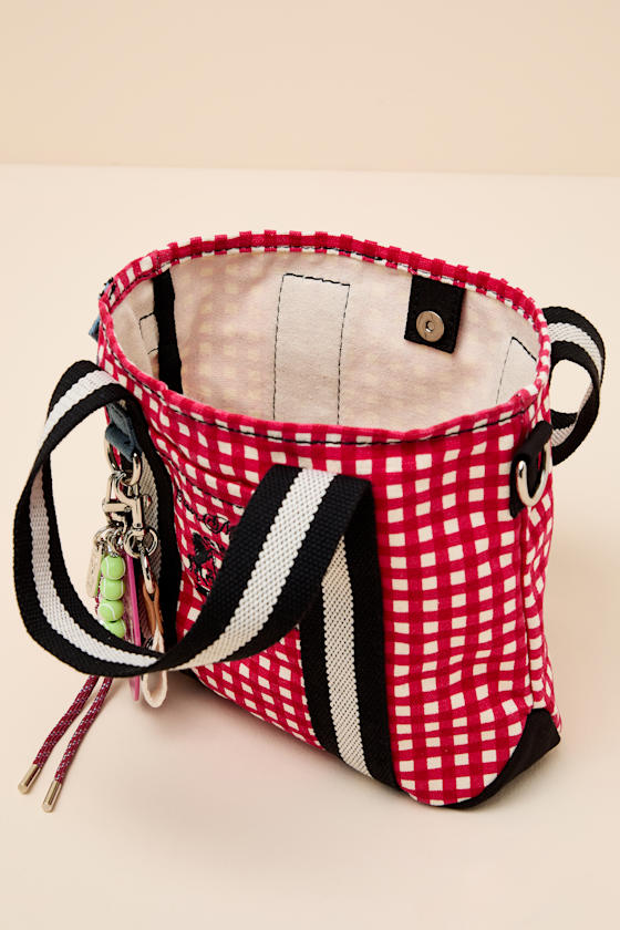 College Red Gingham Mini Tote Bag - thumbnail 6