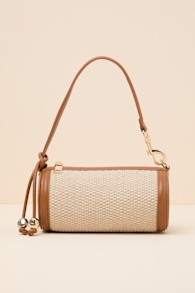 Priya Light Natural Raffia Mini Barrel Shoulder Bag 1