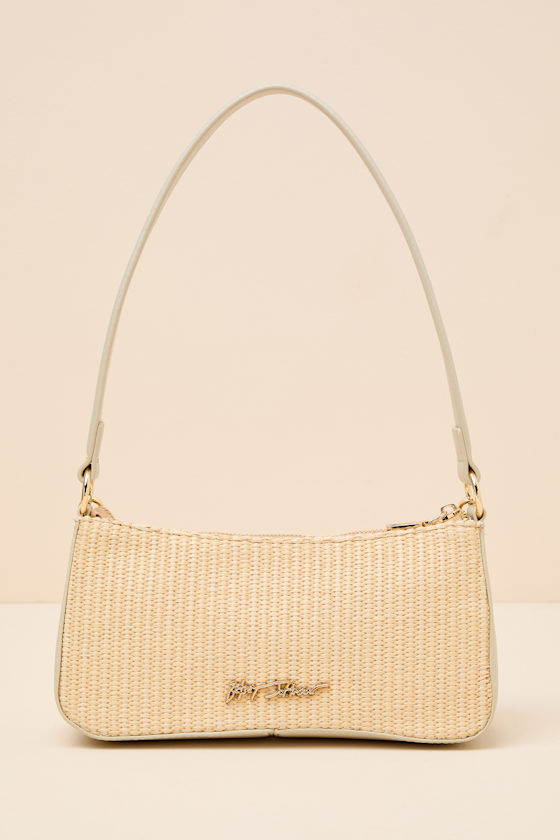 Rita Natural Raffia Pearl Shoulder Bag - thumbnail 5