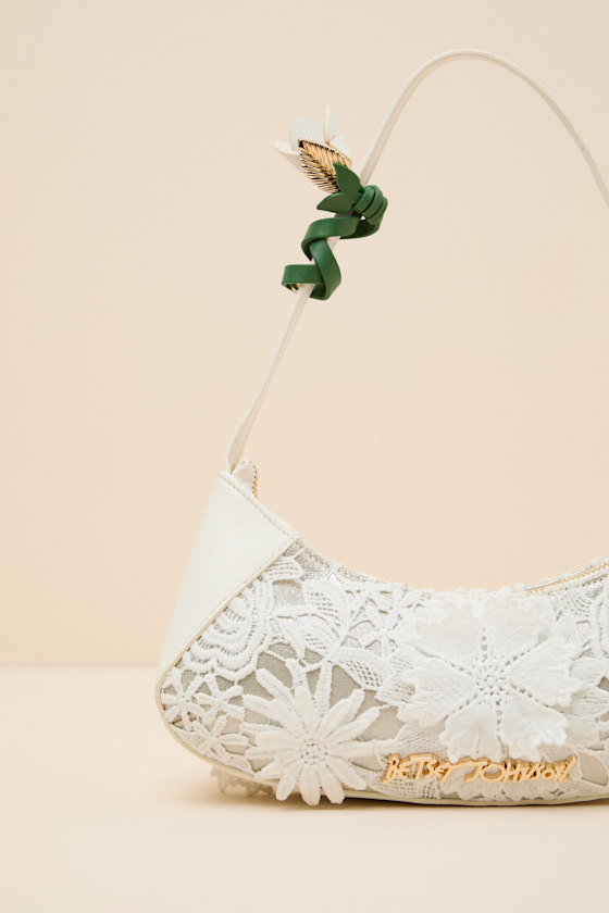 Lacey Crochet White Shoulder Bag - thumbnail 5