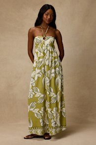 Cheri Light Green Floral Halter Midi Dress 2