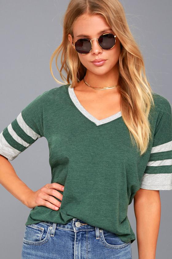 Outfielder Grey and Washed Green Tee 1