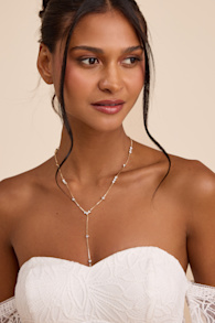 Troya Gold Rhinestone Lariat Necklace 1
