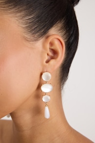 Ruiz White Beaded Drop Earrings 1