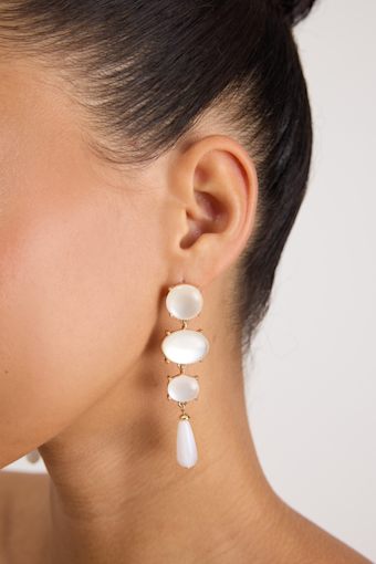 Ruiz White Beaded Drop Earrings 1