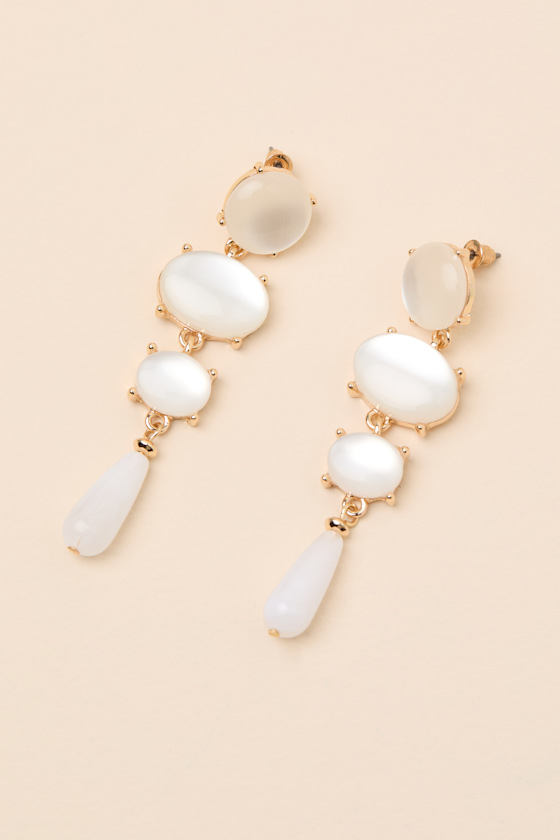 Ruiz White Beaded Drop Earrings 2