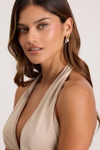 Dimity Gold Triple Hoop Rhinestone Earrings 1