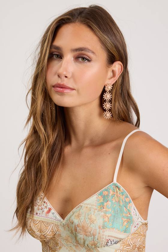 Shilha Blush Beaded Drop Earrings - thumbnail 3