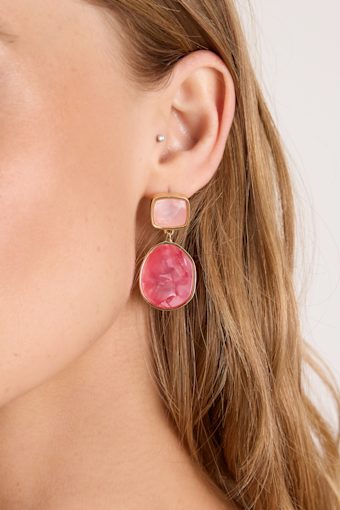 Lovan Pink Stone Drop Earrings 3