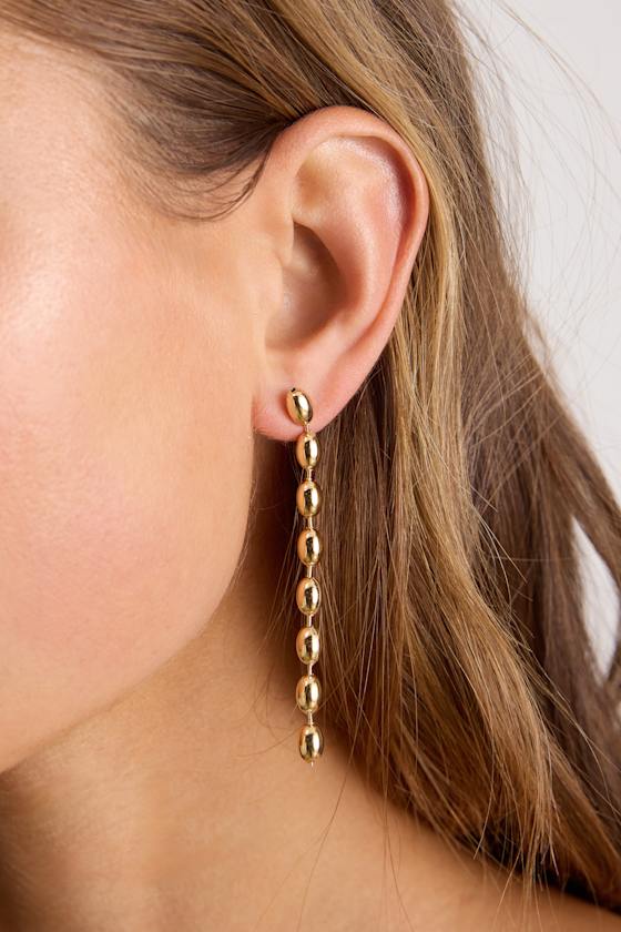 Barona Gold Beaded Drop Earrings 1