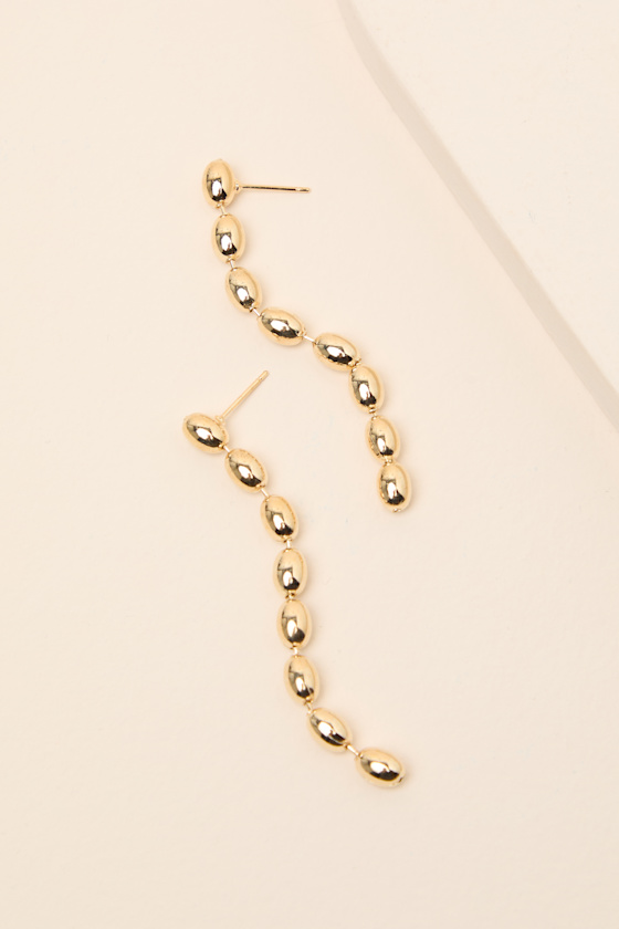 Barona Gold Beaded Drop Earrings 1