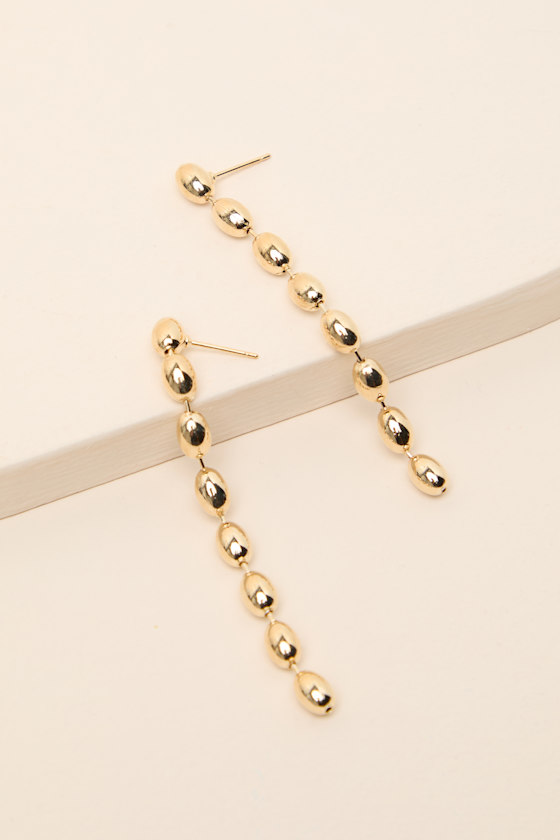 Barona Gold Beaded Drop Earrings - thumbnail 3
