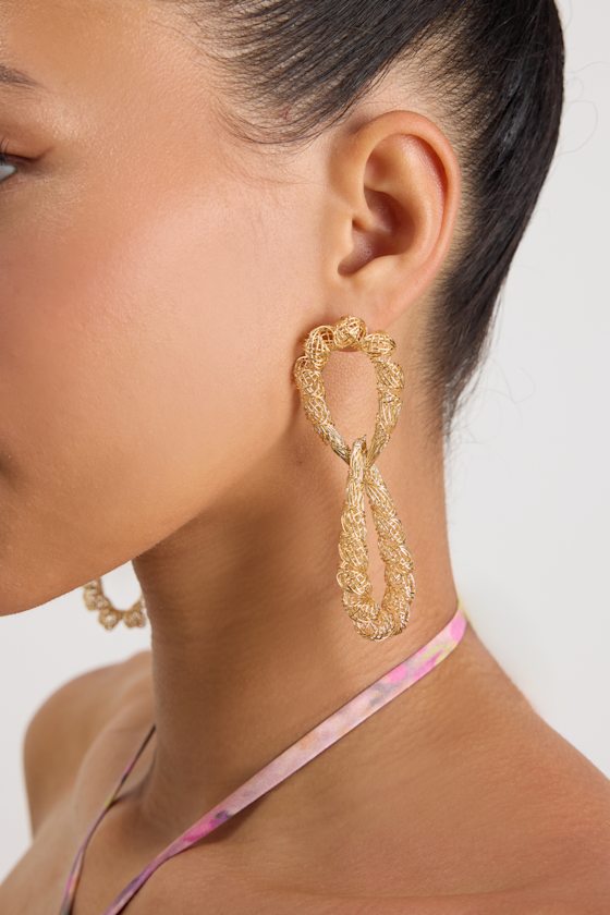 Ivera Gold Textured Statement Earrings 1