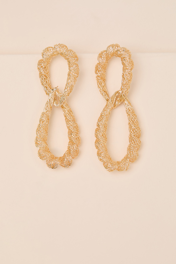 Ivera Gold Textured Statement Earrings - thumbnail 3